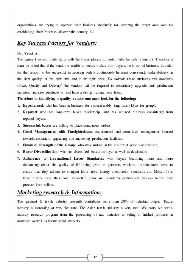 marketing plan for garment product
