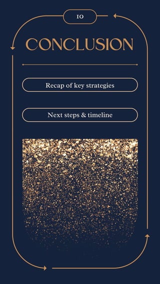 10
CONCLUSION
Recap of key strategies
Next steps & timeline
 