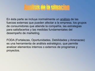 PLAN ESTRATEGICO DE MARKETINGLa Planificación Estratégica constituye un sistema gerencial que explica y se enfatiza en el "qué lograr" (objetivos) y al "qué hacer" (estrategias).Se busca concentrarse en aquellos objetivos factibles de lograr y en qué negocio o área competir, en correspondencia con las oportunidades y amenazas que ofrece el entorno.