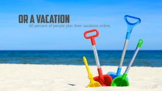 OR A VACATION
  60 percent of people plan their vacations online.
 
