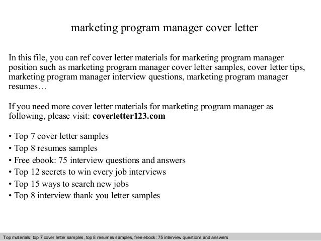 program manager cover letter