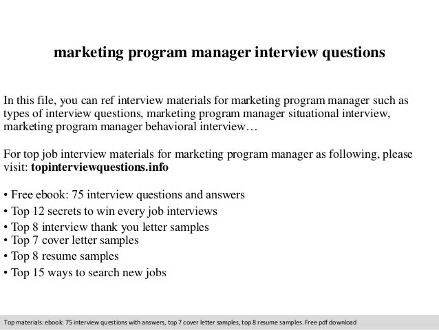marketing program manager interview questions program manager interview questions and answers