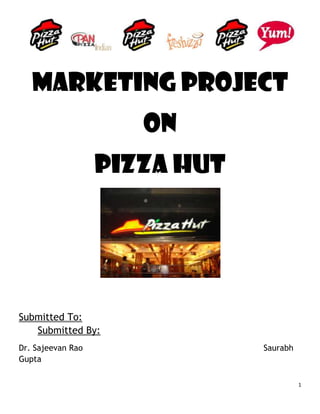 Marketing PROJECT  ON PIZZA HUT Submitted To: Submitted By: Dr. Sajeevan RaoSaurabh Gupta Roll No-90, Sec-B ,[object Object],S. NoPARTICULARSPAGE 1.Pizza Hut- The Introduction        3-5 2.Ansoff Matrix6 3.Quality Management7 4.Perceptual Mapping8 5. Technological Changes 9-10 6.Chase Strategy11 7.SWOT Analysis12 8.Segmentation, Targeting & Postioning13-15 9. 7Ps of Services16-18 10.Service Process19-20 11.Refrences21PIZZA HUT-The Introduction Pizza Hut is one of the flagship brands of Yum! Brands, Inc., which also has KFC, Taco Bell, A&W and Long John Silver’s under its umbrella. Pizza Hut is the world’s largest pizza chain with over 12,500 restaurants across 91 countries In India, Pizza Hut has 140 restaurants across 36 cities, including Delhi, Mumbai, Bangalore, Chennai, Kolkata, Hyderabad, Pune, and Chandigarh amongst others. Yum! is in the process of opening Pizza Hut restaurants at many more locations to service a larger customer base across the country Pizza Hut is known for its  Good Quality Food (Hygiene)            Brand Name Food worth its Price Good Service New Kind and Styles of Pizzas in its Menu. PIZZA HUT'S MISSION STATEMENT We take pride in making a perfect pizza and providing courteous and helpful service on time all the time. Every customer says, 
I'll be back!
 We are the employer of choice offering team members opportunities For Growth, Advancement, And Rewarding Careers in a Fun, Safe Working Environment. • P.E.A.R.L.S  PASSION for excellence in Doing everything  EXECUTE with positive energy and urgency.  ACCOUNTABLE for growth in customer satisfaction and profitability.  RECOGNIZE the achievement of others and have fun doing it.  LISTEN and more importantly, respond to the voice of the customer. PIZZA HUT STORY 1958: The legacy of Pizza Hut began, when two college-aged brothers from Whichita, Kansas, Frank and Dan Carney opens first Pizza Hut restaurant after borrowing $600 from their mother. 1959: Pizza Hut is incorporated in Kansas and the first franchise unit opens in Topeka, Kansas. 1968: International market entered with opening of Pizza Hut restaurant in Canada. 1969: Red roof adopted for restaurants. 1972: Pizza Hut, Inc. listed on New York Stock Exchange under the symbol PIZ. 1977: Pizza Hut, Inc. stockholders overwhelmingly approve merger with PepsiCo, Inc. for an undisclosed sum. 1986:Delivery service, as a new concept, is initiated 1996: Pizza hut comes to India with a dine in restaurant Bangalore that has special vegetarian pizzas. 1997: Pizza hut opens a dine-in restaurant in Delhi. 2007: Pizza hut brought out our Thick n Thin Pizza and began to re-franchise our dine-in restaurants.  2009: Pizza Hut offering baked fillings in the corner of the pizza LOCATION IN INDIA  Pizza Hut entered India in 1996, and opened its first restaurant in Bangalore. Since then it has captured a dominant and significant share of the pizza market and has maintained an impressive growth rate of over 40 per cent per annu. Yum! Brands Inc is the owner of the Pizza Hut chain worldwide. A Fortune 300 company, Yum! Brands owns Kentucky Fried Chicken, Pizza Hut, Taco Bell, A&W and Long John Silver’s restaurants worldwide. In India Pizza Hut has not included all kinds of Pizza which it serves elsewhere. But rather localized its menu as per Indian customers A critical factor in Pizza Hut’s success has been a menu that has constantly evolved and expanded to cater to the changing needs and specific preferences of customers in different parts of the world. In having understood the pulse of the customers in India, Pizza Hut has clearly established itself as a brand with an Indian heart. Besides offering an extensive range of vegetarian pizzas, it was the first pizza chain to open a 100% vegetarian restaurant in India in Surat and later in Ahmedabad and Chowpatty, where it offers a Jain menu sans all root-based ingredients. ANSOFF MATRIX EXISTING CUSTOMERSNEW CUSTOMERSEXISTINGSERVICESConsolidation/ Market Share BuildingMarket DevelopmentNEWSERVICESService DevelopmentDiversification Pizza Hut has always had the first mover advantage. Their marketing strategy in the past has always been to be first. One of their main strategies that they still follow today is the different things in their menu. Most recent one is the filling of toppings in the pizza corner. Therefore they are offering same customer a different kind of product. Thus they are into Service Development. Pizza Hut is always trying to come up with some innovative way to make a pizza into something slightly different - different enough that customers will think it as a whole new product. For this they take innovative ideas from Institutes like IHM ( Institute of Hotel Management) as well as motivate their workforce to come up with ideas.  QUALITY MANAGEMENT To ensure stringent international bench-marks in the quality of products and services at all its restaurants across the world, Pizza Hut has a mystery shopper program in which an unknown official visits a restaurant and evaluates it on certain defined parameters called C.H.A.M.P.S. that stand for Cleanliness, Hospitality, Accuracy, Maintenance, Product quality and Speed. Based on the report submitted by the official, the restaurants are rated and in the rare case of finding under performers, they are kept under strict vigil This is the most important for a food chain like Pizza Hut. All the employees’ backof-the-house i.e. the kitchen assistants are trained accordingly. They are given extra classes in order to meet the quality standards set by Pizza Hut around the world. This strategy is important in order to satisfy the CHAMPS. This strategy is strictly implemented in Pizza Hut in order to fulfill the quality standards. Different quality management staff is also there at Pizza Hut. The shift managers have the task to observe whether the quality standards are met or not, whereas there are a total quality management department at the main office in Gurgaon. This department has the task to implement quality standards and know whether they are achieved or not. PERCEPTUAL MAPPING Perceptual mapping helps the Management to see the real picture of their own and their competitiors. In above map, Services are plotted on X-axis and Pricing is plotted on Y-axis. Expensive and high services : 1st quadrant Expensive and moderate services : 2nd quadrant Inexpensive and moderate services : 3rd quadrant Inexpensive and high services : 4th quadrant  The competitors for Pizza Hut are Domino’s, KFC and McDonalds. Pizza Hut is providing High Services at very high price. That is why it is plotted in 1st quadrant.  Likewise, McDonald provide high services but the food products are not expensive. But in 2nd quadrant, the services are moderate and they cost high than McDonald.  ,[object Object]