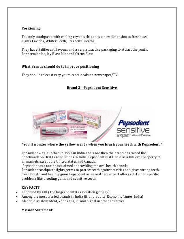 Marketing project toothpaste industry