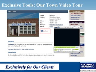 Exclusive Tools: Our Town Video Tour




   Exclusively for Our Clients
© 2006 NRT Incorporated. All rights reserved.
 