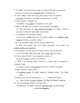 Marketing quiz | PDF