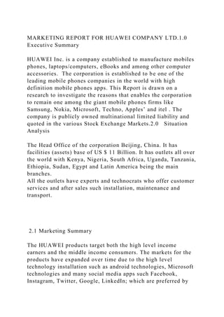 Marketing Report for Huawei Company LtdMARKETI.docx