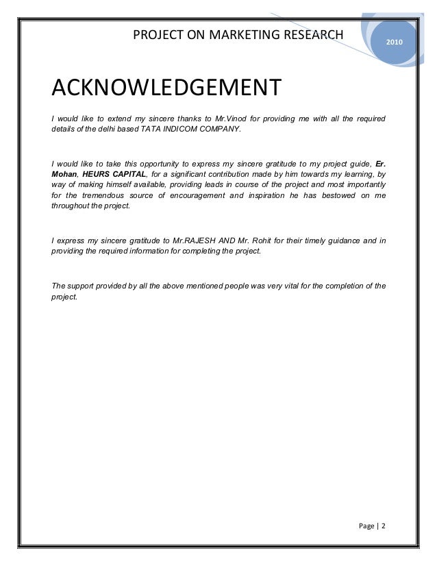 sample of acknowledgement in a research paper