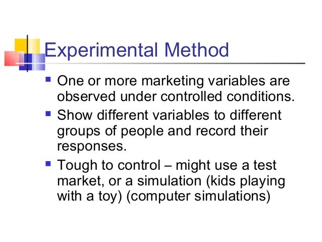 what is experimental method in marketing research