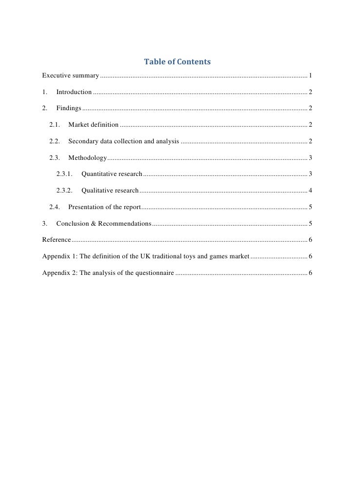 Marketing Research - Toy Industry