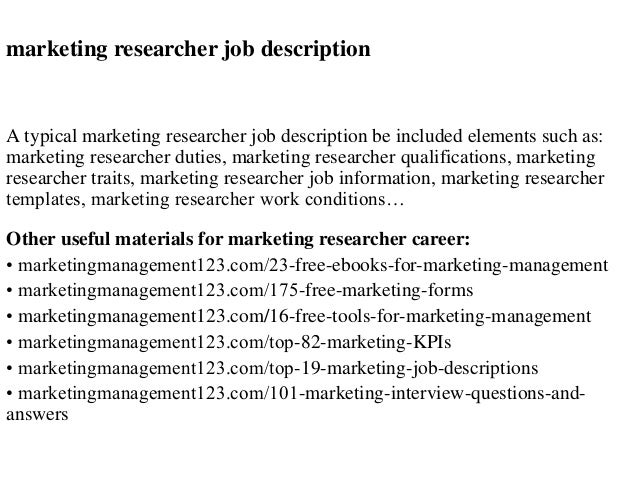 a market researcher job description