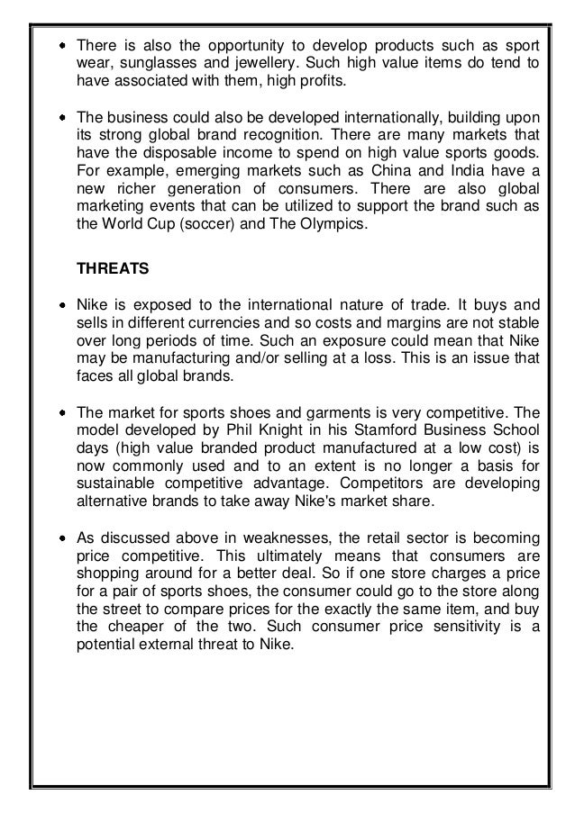 project report on nike brand