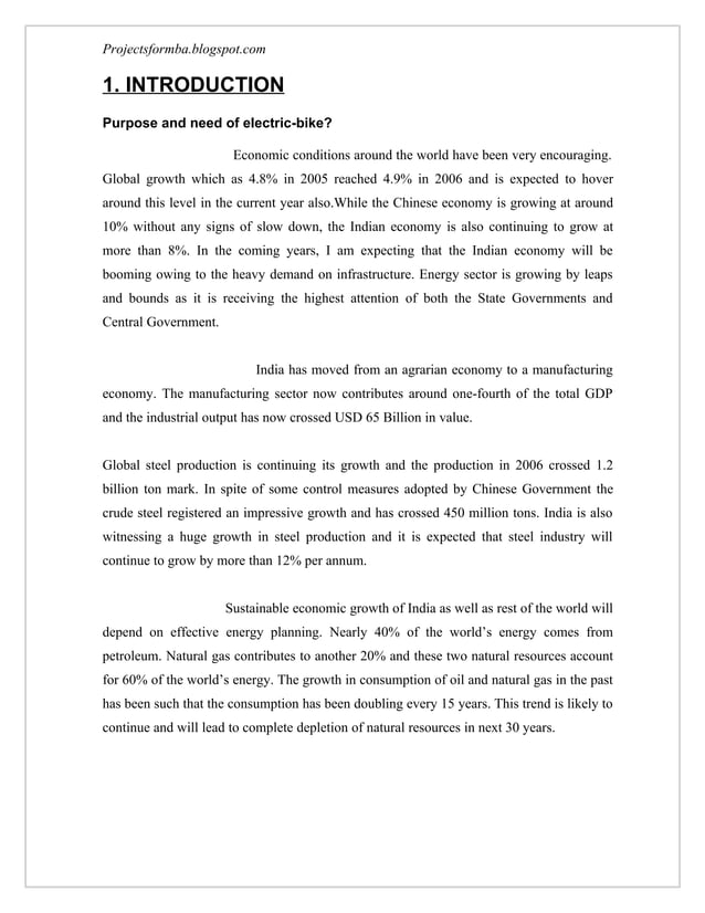 Marketing research project on electric bike