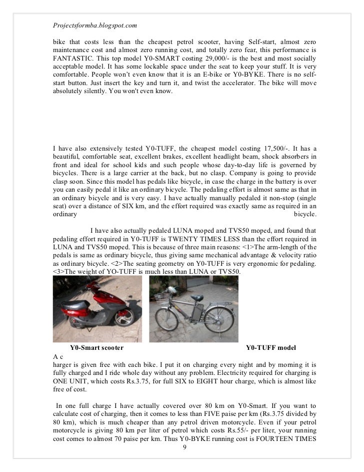 Marketing research project on electric bike