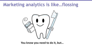 Marketing analytics is like…flossing
You know you need to do it, but…
 
