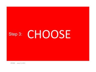 Step 3:
                        CHOOSE
SPARK   June 12, 2012
 