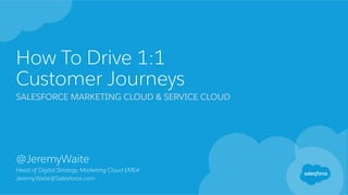 How To Drive 1:1
Customer Journeys
SALESFORCE MARKETING CLOUD & SERVICE CLOUD
@JeremyWaite
Head of Digital Strategy, Marketing Cloud EMEA
Jeremy.Waite@Salesforce.com
 