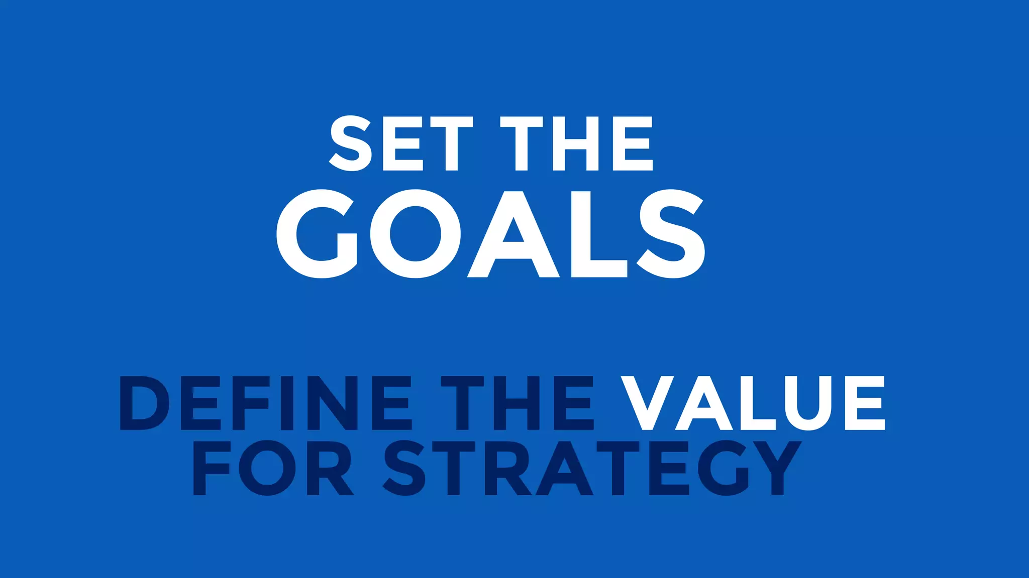 GOALS
SET THE
FOR STRATEGY
DEFINE THE VALUE