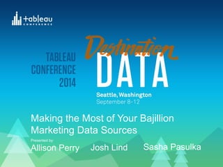 Making the Most of Your Bajillion 
Marketing Data Sources 
Presented by: 
Allison Perry 
Josh Lind Sasha Pasulka 
 