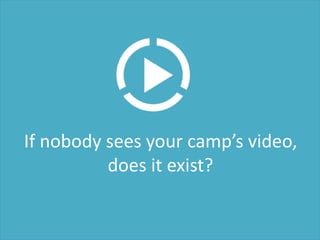 If nobody sees your camp’s video,
does it exist?
 