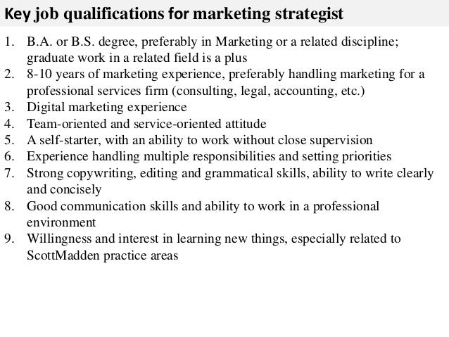 marketing strategist job description