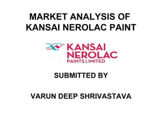 MARKET ANALYSIS OF
KANSAI NEROLAC PAINT
SUBMITTED BY
VARUN DEEP SHRIVASTAVA
 