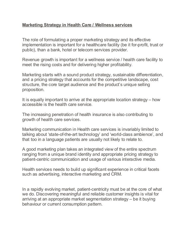 Marketing strategy health care