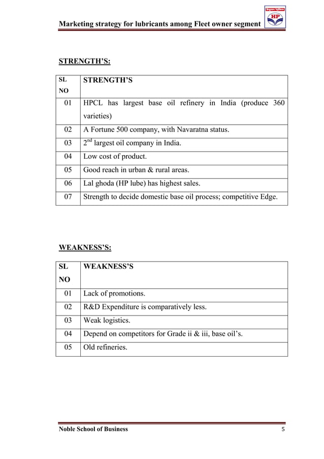 Marketing strategy for lubricants among fleet owner segment