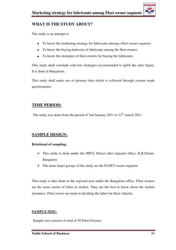 Marketing strategy for lubricants among fleet owner segment