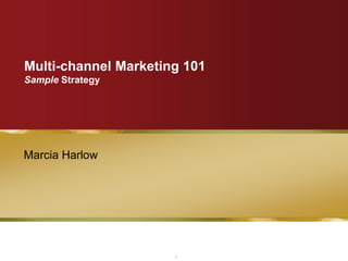 Multi-channel Marketing 101
Sample Strategy




Marcia Harlow




                      1
 