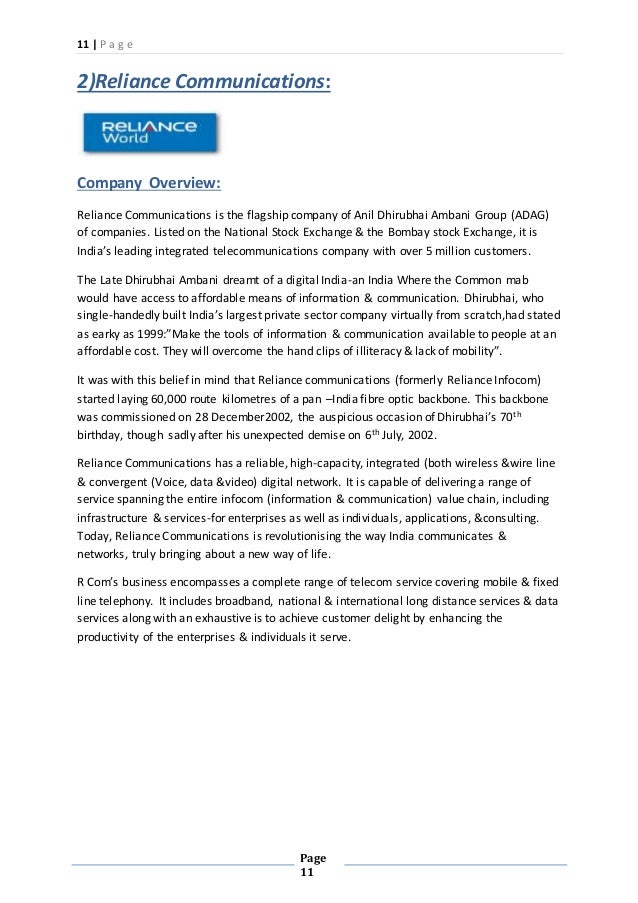 Marketing Strategy Of Telecom Sector In India Project