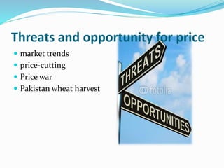 Threats and opportunity for price
 market trends
 price-cutting
 Price war
 Pakistan wheat harvest
 