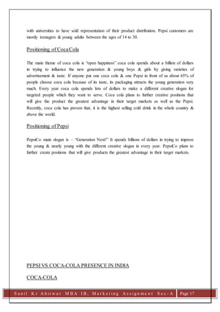 Comparative Analysis Coca-Cola Vs Pepsi | DOCX