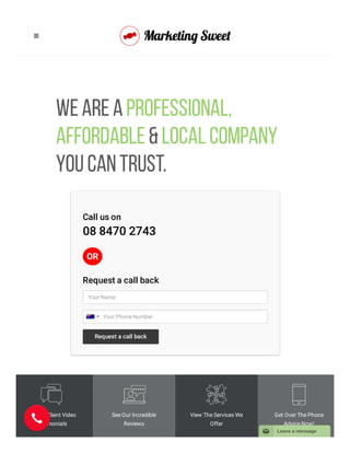 WeareaProfessional,
Affordable&LocalCompany
YouCanTrust.
Call us on
08 8470 2743
OR
Request a call back
Your Name
Your Phone Number
Request a call back
See Our Client Video
Testimonials
See Our Incredible
Reviews
View The Services We
Offer
Get Over The Phone
Advice Now!

📧 Leave a message
 