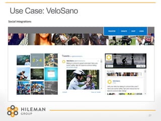 Use Case: VeloSano
27
Social integrations
 