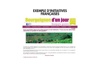 3/ APPROPRIATION
L’ANIMATION DE M
EXEMPLE D’INITIATIVES
FRANÇAISES
 