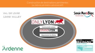 Construction de destinations pertinentes 
(au delà du périmètre administratif) 
Communauté 
urbaine 
Département 
du 
Rhône 
 