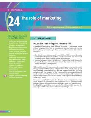 The role of Marketing - Chapter