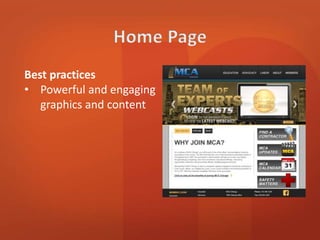 Best practices 
• Powerful and engaging 
graphics and content 
 
