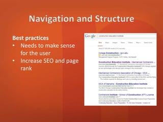 Best practices 
• Needs to make sense 
for the user 
• Increase SEO and page 
rank 
 