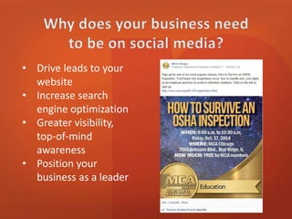 • Drive leads to your 
website 
• Increase search 
engine optimization 
• Greater visibility, 
top-of-mind 
awareness 
• Position your 
business as a leader 
 