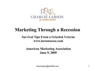 Marketing Through a Recession Survival Tips From a Grizzled Veteran www.larsonassoc.com American Marketing Association June 9, 2009 