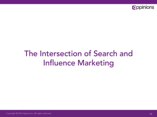 Copyright © 2013 Appinions. All rights reserved.
The Intersection of Search and
Inﬂuence Marketing
13
 
