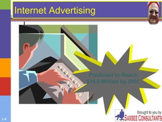 1-9
Internet AdvertisingInternet Advertising
Predicted to Reach
$15.9 Million by 2007
 
