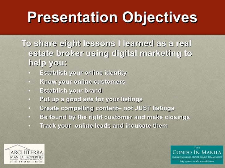 objectives of real estate