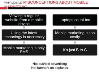 WHY MOBILE: MISCONCEPTIONS        ABOUT MOBILE
MARKETING

   Viewing a regular
 website from a mobile             Laptops ...