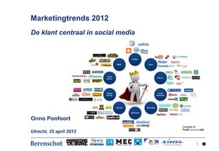 Marketingtrends 2012
De klant centraal in social media




Onno Ponfoort
                                    Courtesy of

Utrecht, 25 april 2012

                                                  1
 