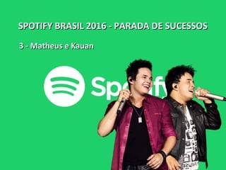 SPOTIFY BRASIL 2016 - PARADA DE SUCESSOSSPOTIFY BRASIL 2016 - PARADA DE SUCESSOS
3 - Matheus e Kauan3 - Matheus e Kauan
 