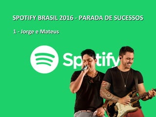 SPOTIFY BRASIL 2016 - PARADA DE SUCESSOSSPOTIFY BRASIL 2016 - PARADA DE SUCESSOS
1 - Jorge e Mateus1 - Jorge e Mateus
 
