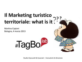 Il Marketing turistico
territoriale: what is it
Martina Capiani
Bologna, 4 marzo 2013




                  Studio Giaccardi & Associati – Consulenti di direzione
 